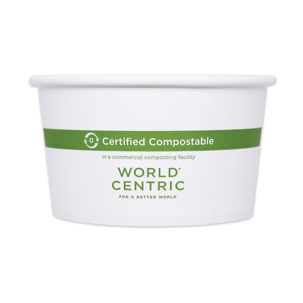 World Centric Paper Bowls, 4.5 dia x 2.5, 12 oz, White, PK500 BOPA12 - main